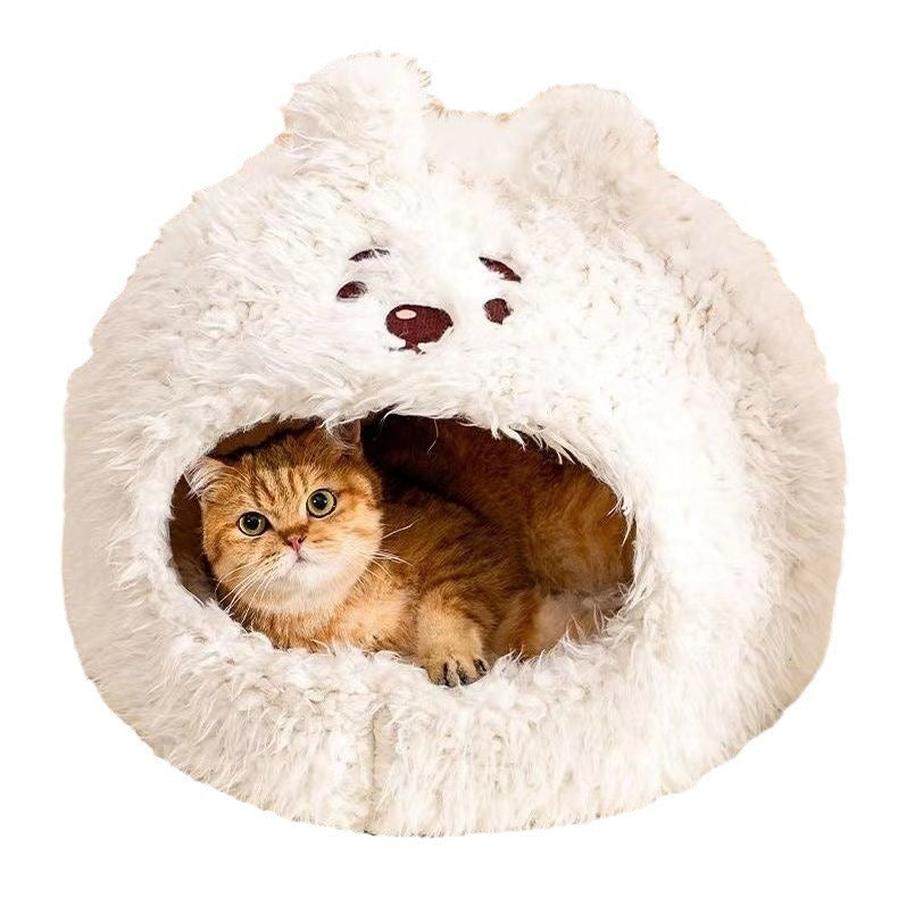 JMT-631562 Warm Plush Pet Nest for Cats and Dogs - Cozy Semi Closed Yurt Design, Available in Multiple Sizes