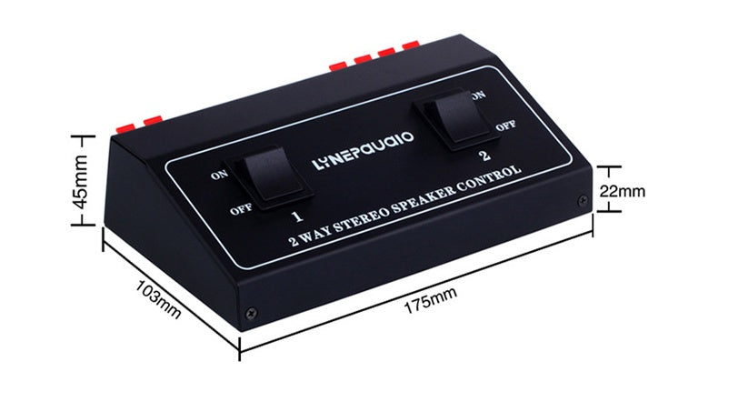 JMT-631754 One in Two Out Audio Signal Switcher with Heavy Rocker Arm Switch and Color Coded Terminals