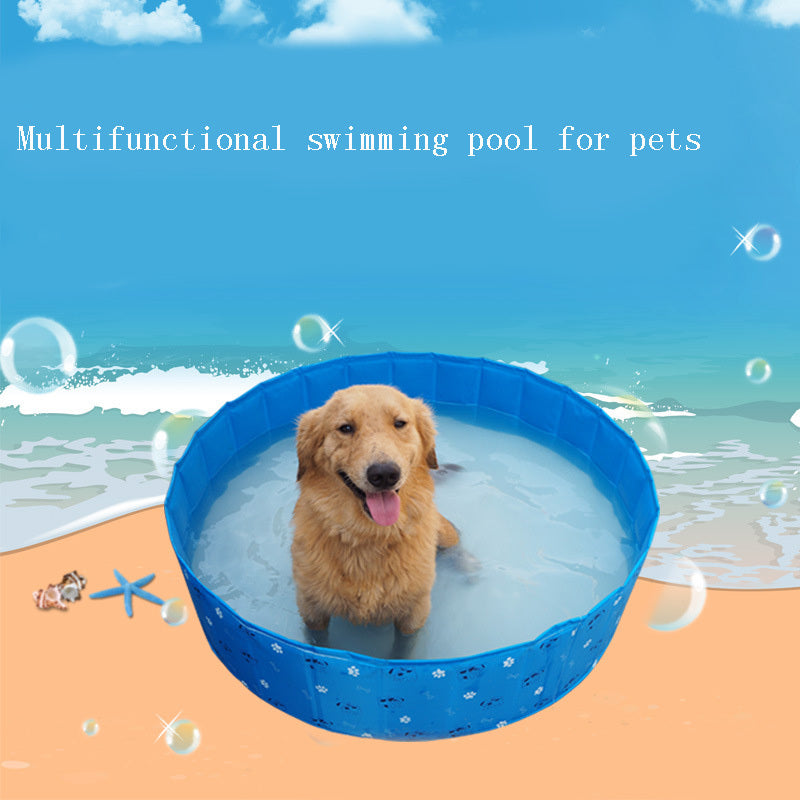 JMT-631818 Portable PVC Pet Folding Bathtub - Multi-functional Swimming Pool for Pets, Blue, 80cm Diameter