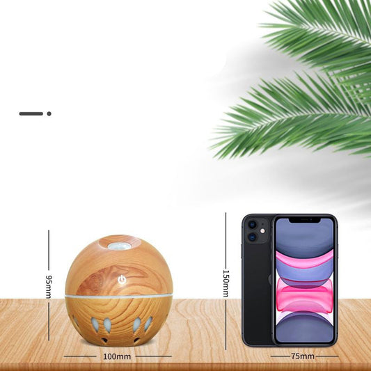 JMT-631882 Colorful LED Night Light Humidifier with Dark and Light Wood Grain Finishes