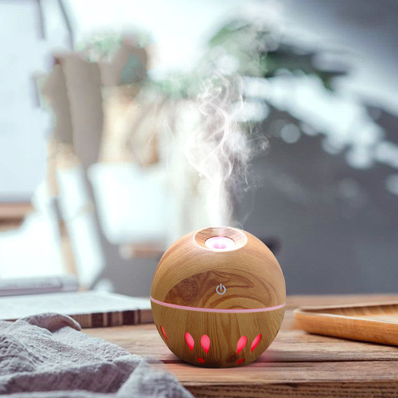 JMT-631882 Colorful LED Night Light Humidifier with Dark and Light Wood Grain Finishes