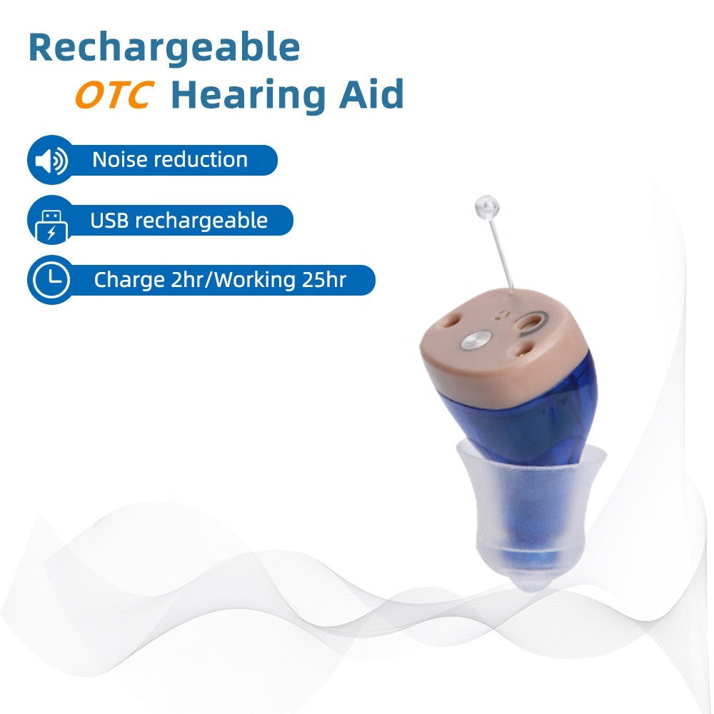 JMT-632394 Rechargeable CIC Hearing Aid with Sound Amplifier and Built-in Volume Control for Enhanced Hearing