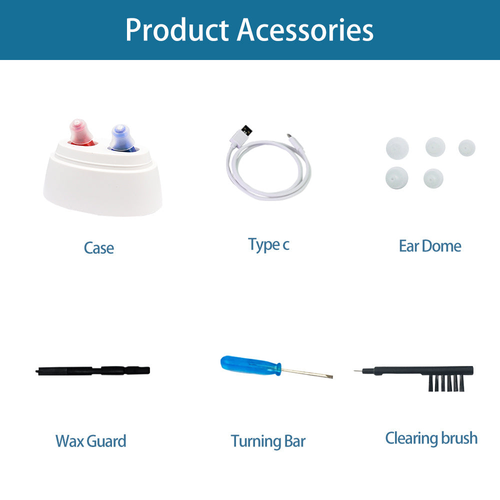 JMT-632394 Rechargeable CIC Hearing Aid with Sound Amplifier and Built-in Volume Control for Enhanced Hearing