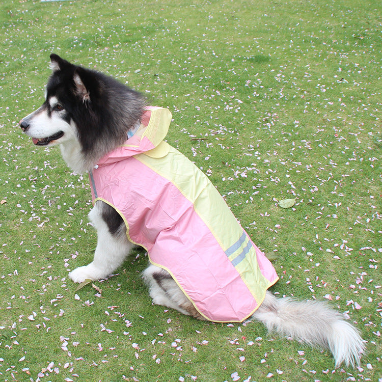 JMT-632522 Reflective Colorful Dog Raincoat - Waterproof Polyester Cloak for Pets