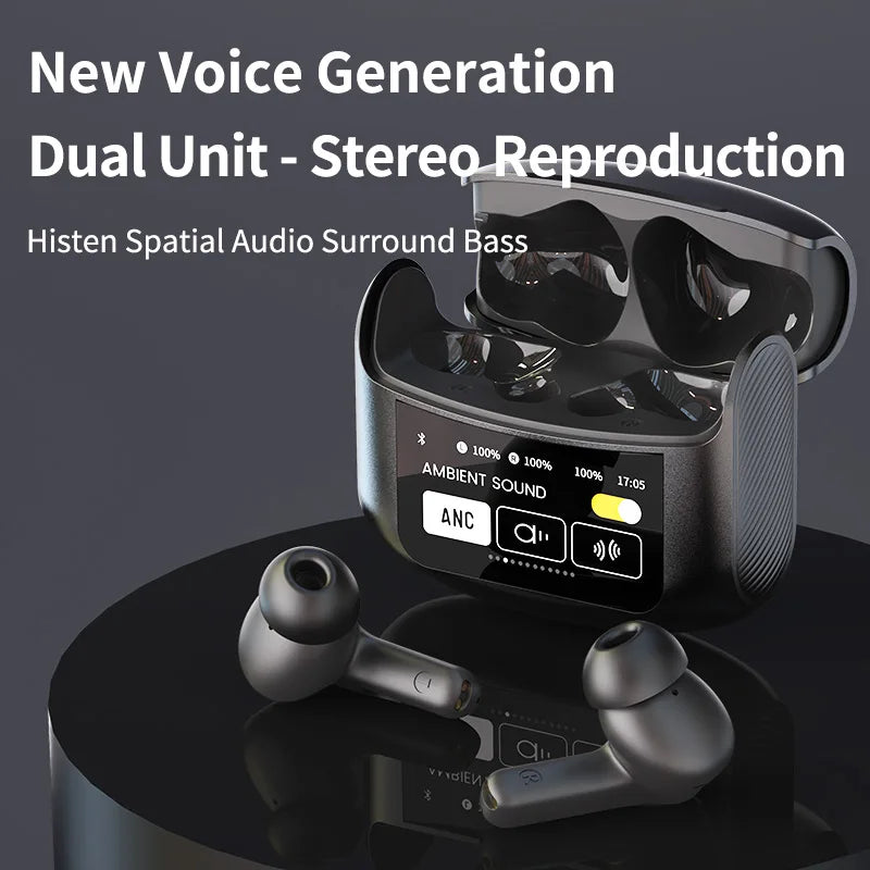 JMT-633226 Transparent ANC Wireless Earbuds with Microphone and LED Battery Indicator for Mobile Gaming
