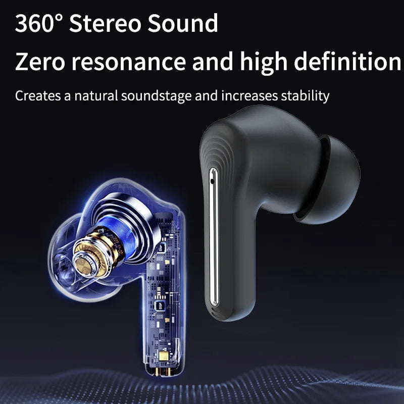 JMT-633226 Transparent ANC Wireless Earbuds with Microphone and LED Battery Indicator for Mobile Gaming