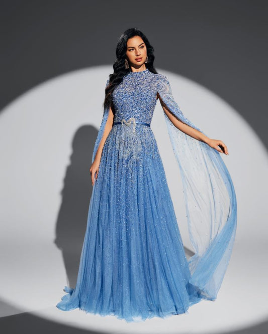 JMT-633290 Elegant Blue Dress for Women - Model SH0004