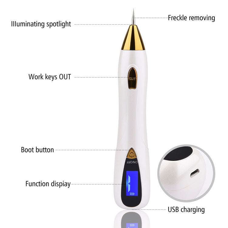 JMT-633290 Mini Mole Spot Remover Pen - Portable Skin Treatment Tool with Multiple Needle Options and USB Charging