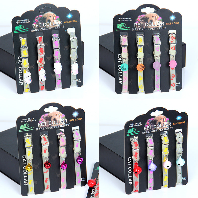 JMT-633546 Luminous Silicone Rubber Dog Collar with Colorful Bells