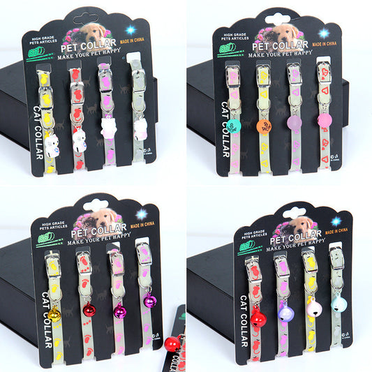 JMT-633546 Luminous Silicone Rubber Dog Collar with Colorful Bells