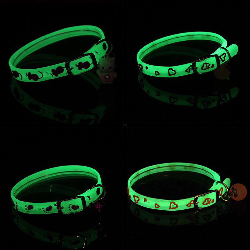 JMT-633546 Luminous Silicone Rubber Dog Collar with Colorful Bells