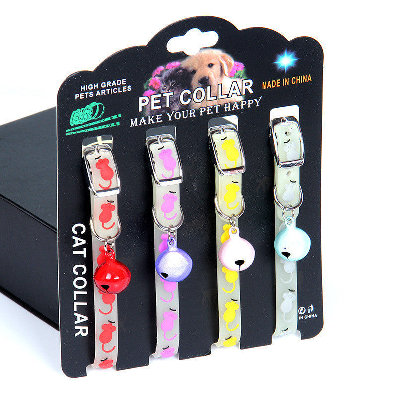 JMT-633546 Luminous Silicone Rubber Dog Collar with Colorful Bells