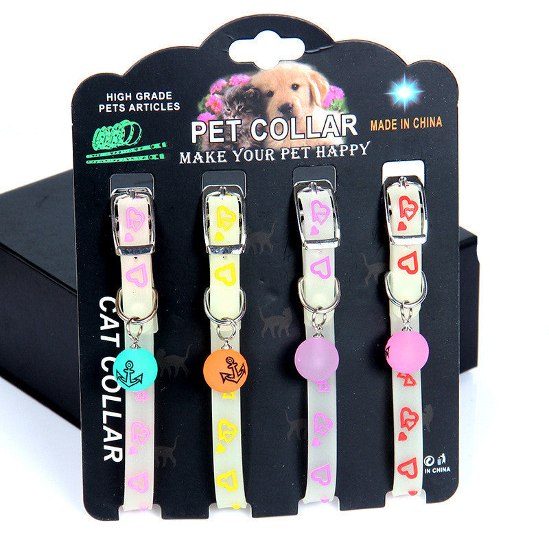JMT-633546 Luminous Silicone Rubber Dog Collar with Colorful Bells