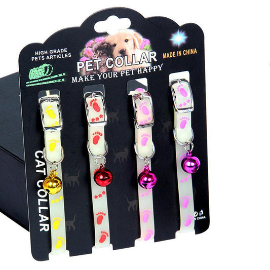 JMT-633546 Luminous Silicone Rubber Dog Collar with Colorful Bells