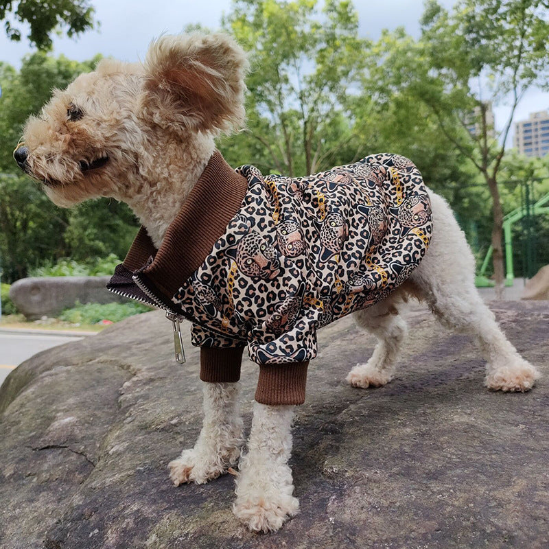 JMT-633674 Leopard Print Casual Dog Clothing for Spring and Autumn, Polyester, Sizes XS to 2XL