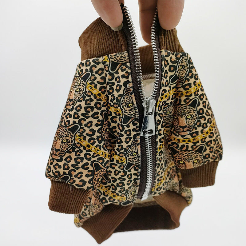 JMT-633674 Leopard Print Casual Dog Clothing for Spring and Autumn, Polyester, Sizes XS to 2XL
