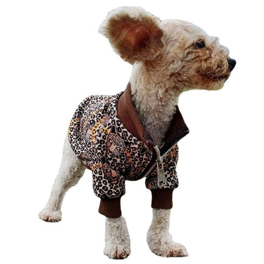 JMT-633674 Leopard Print Casual Dog Clothing for Spring and Autumn, Polyester, Sizes XS to 2XL