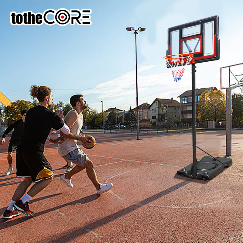 JMT-634122 Adjustable Portable Basketball Hoop with PC Backplate, Large Base & Wheels - 4.43 to 10 ft