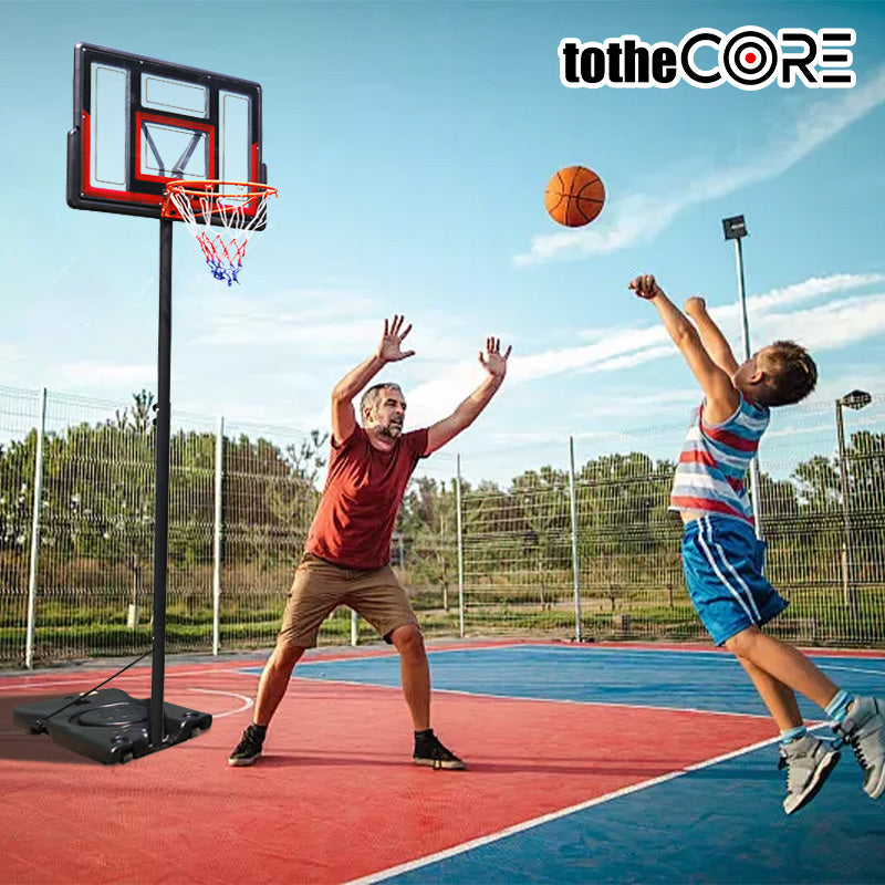 JMT-634122 Adjustable Portable Basketball Hoop with PC Backplate, Large Base & Wheels - 4.43 to 10 ft