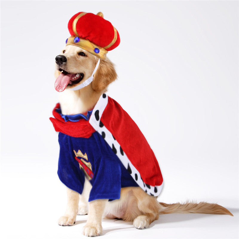 JMT-634378 Pet King Cloak Dog Crown Hat and Collar Accessories Set, Cloth Material, Sizes S-XL