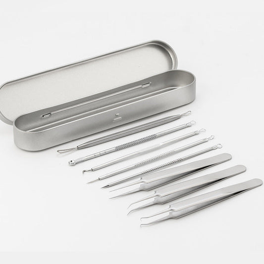 JMT-634442 Stainless Steel Acne and Blackhead Removal Needle Set with Case - 8 Tools