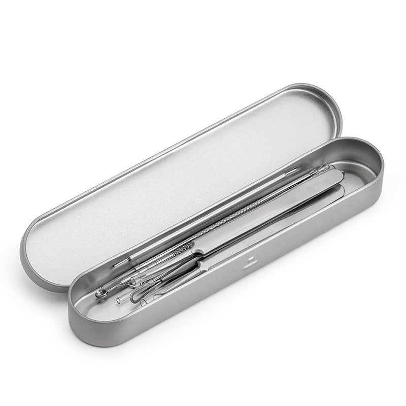 JMT-634442 Stainless Steel Acne and Blackhead Removal Needle Set with Case - 8 Tools