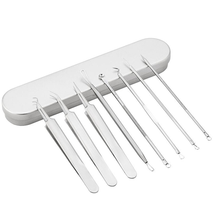 JMT-634442 Stainless Steel Acne and Blackhead Removal Needle Set with Case - 8 Tools