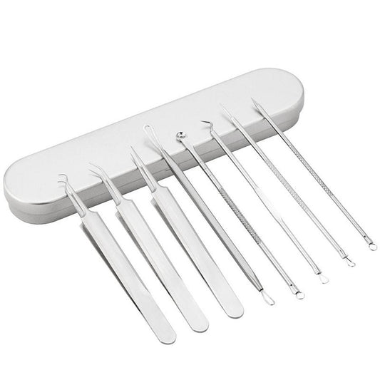 JMT-634442 Stainless Steel Acne and Blackhead Removal Needle Set with Case - 8 Tools