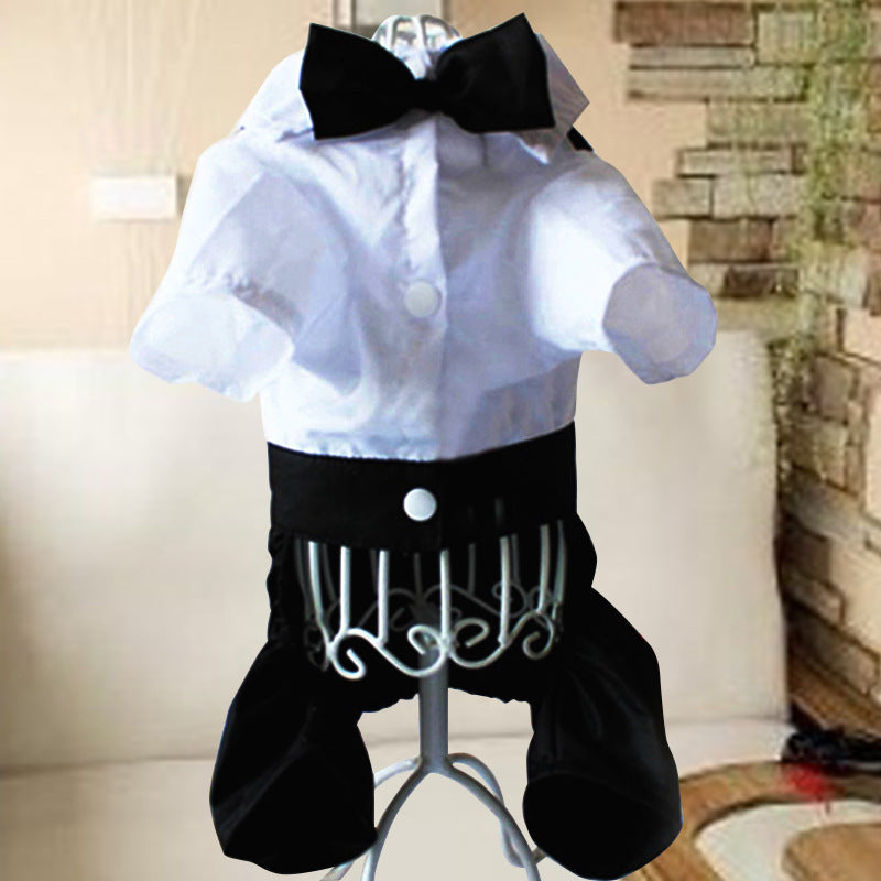 JMT-634826 Elegant British Bow Tie Suit Bib for Male Dogs - Available in Multiple Sizes