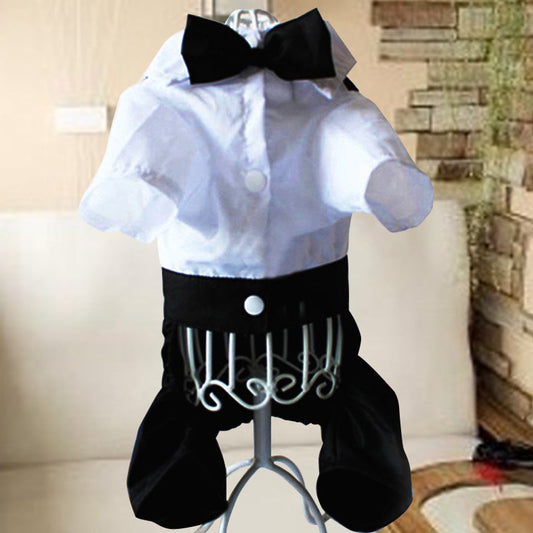 JMT-634826 Elegant British Bow Tie Suit Bib for Male Dogs - Available in Multiple Sizes