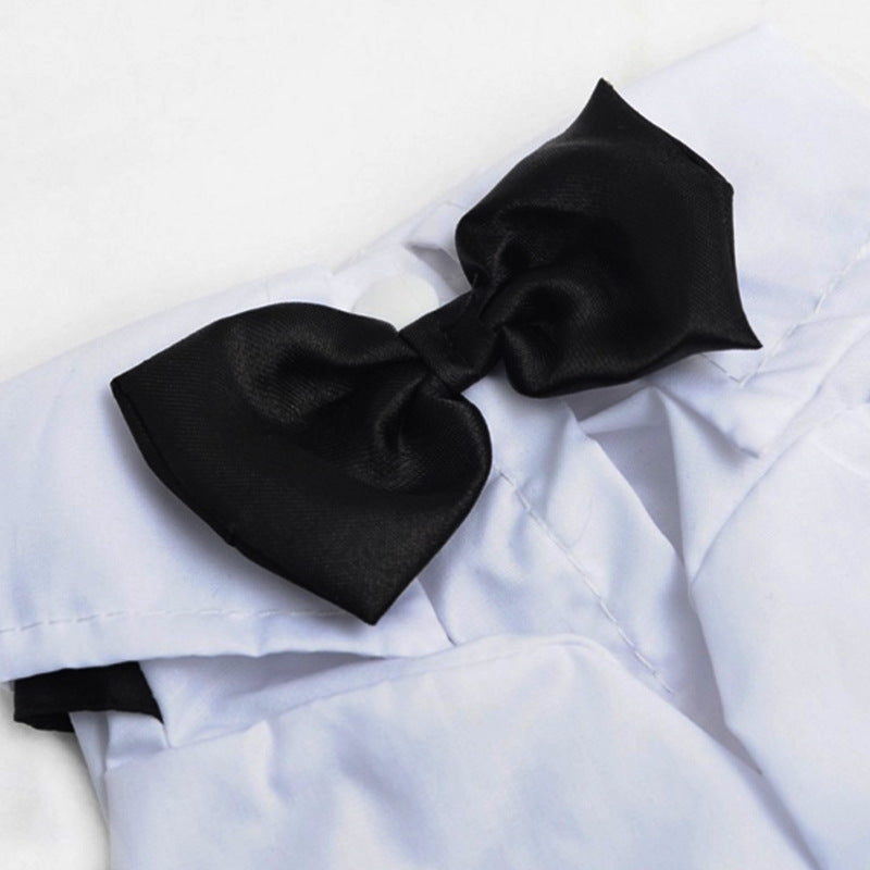 JMT-634826 Elegant British Bow Tie Suit Bib for Male Dogs - Available in Multiple Sizes