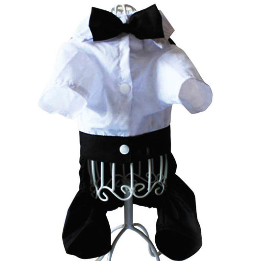 JMT-634826 Elegant British Bow Tie Suit Bib for Male Dogs - Available in Multiple Sizes