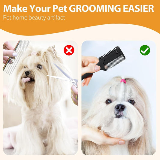 JMT-635274 2-in-1 Pet Grooming Razor Comb for Dogs and Cats with Replacement Blades