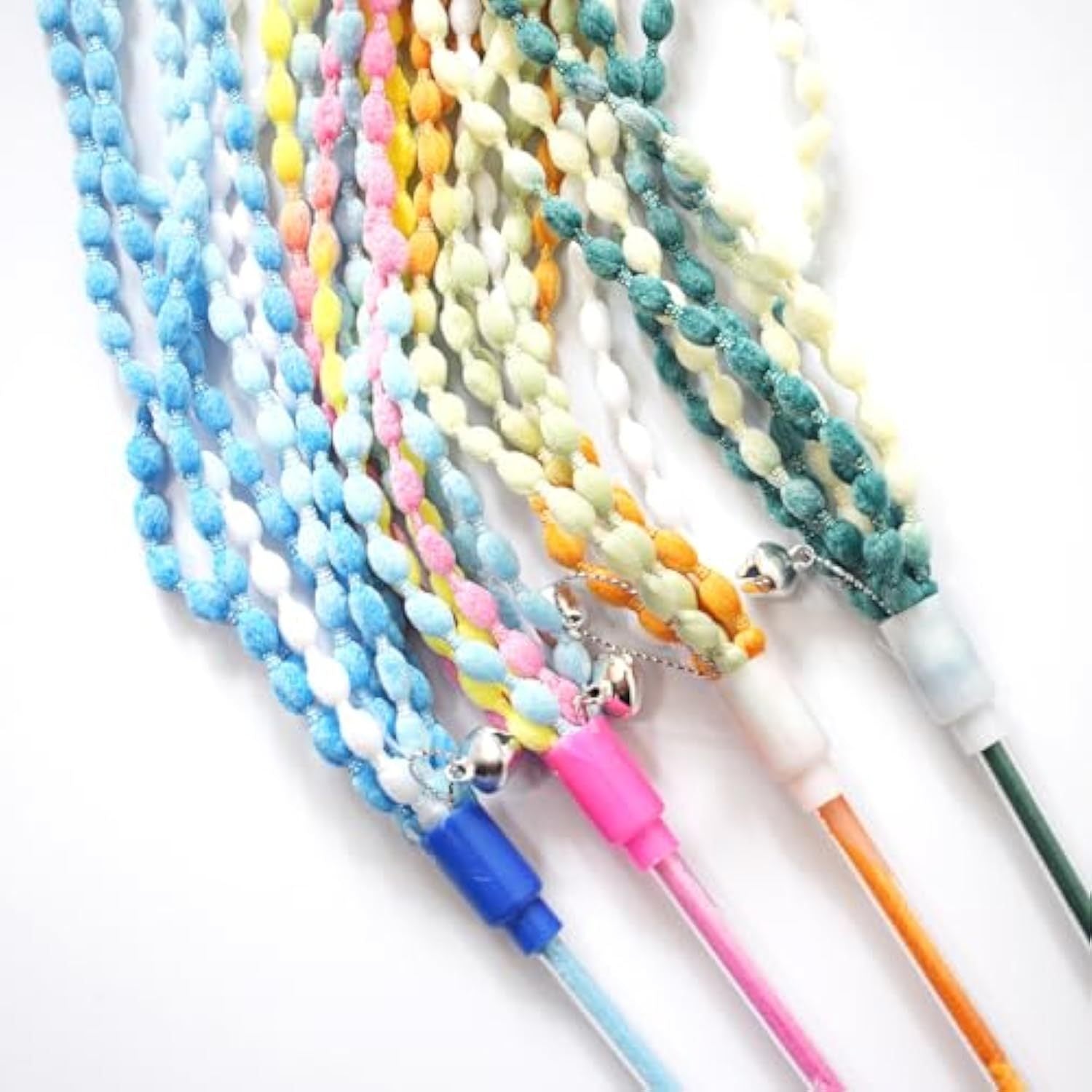 JMT-635338 Interactive Plush Cat Teaser Wand with Bell - Vibrant Colorful Exerciser for Cats and Kittens