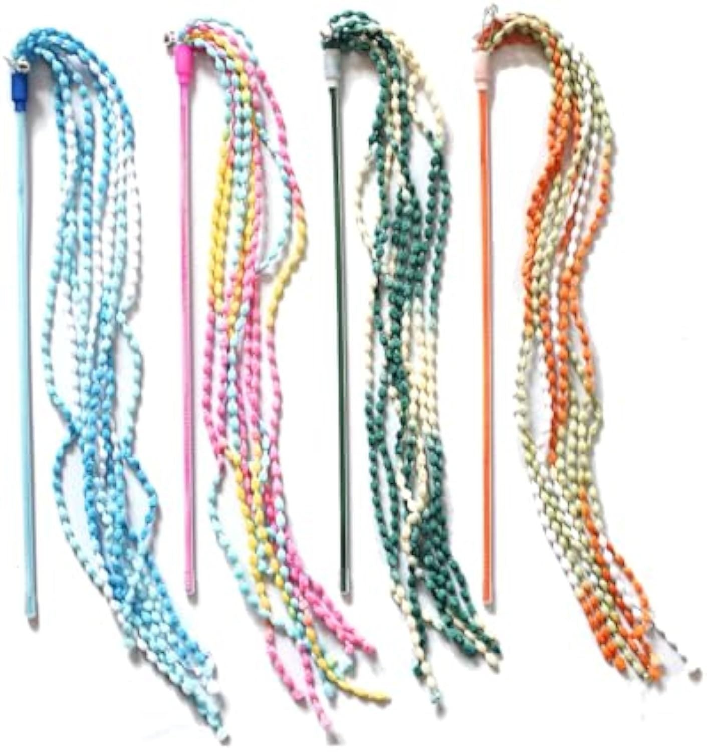 JMT-635338 Interactive Plush Cat Teaser Wand with Bell - Vibrant Colorful Exerciser for Cats and Kittens