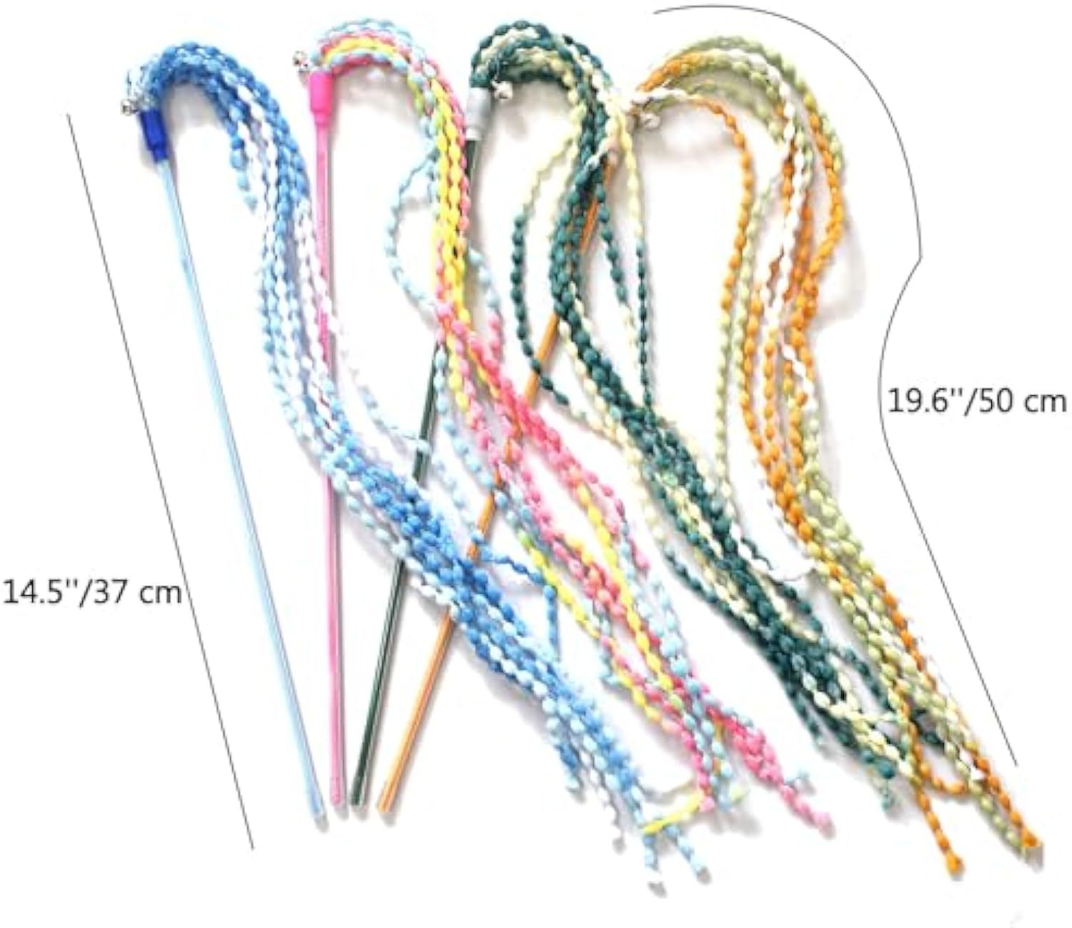 JMT-635338 Interactive Plush Cat Teaser Wand with Bell - Vibrant Colorful Exerciser for Cats and Kittens