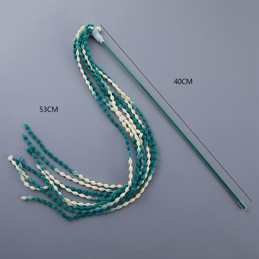 JMT-635338 Interactive Plush Cat Teaser Wand with Bell - Vibrant Colorful Exerciser for Cats and Kittens