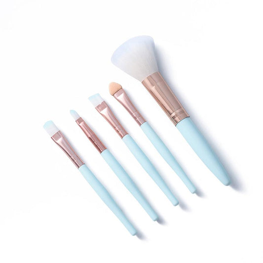 JMT-635466 Mini 5-Piece Makeup Brush Set with Short Plastic Handles and Soft Fiber Bristles