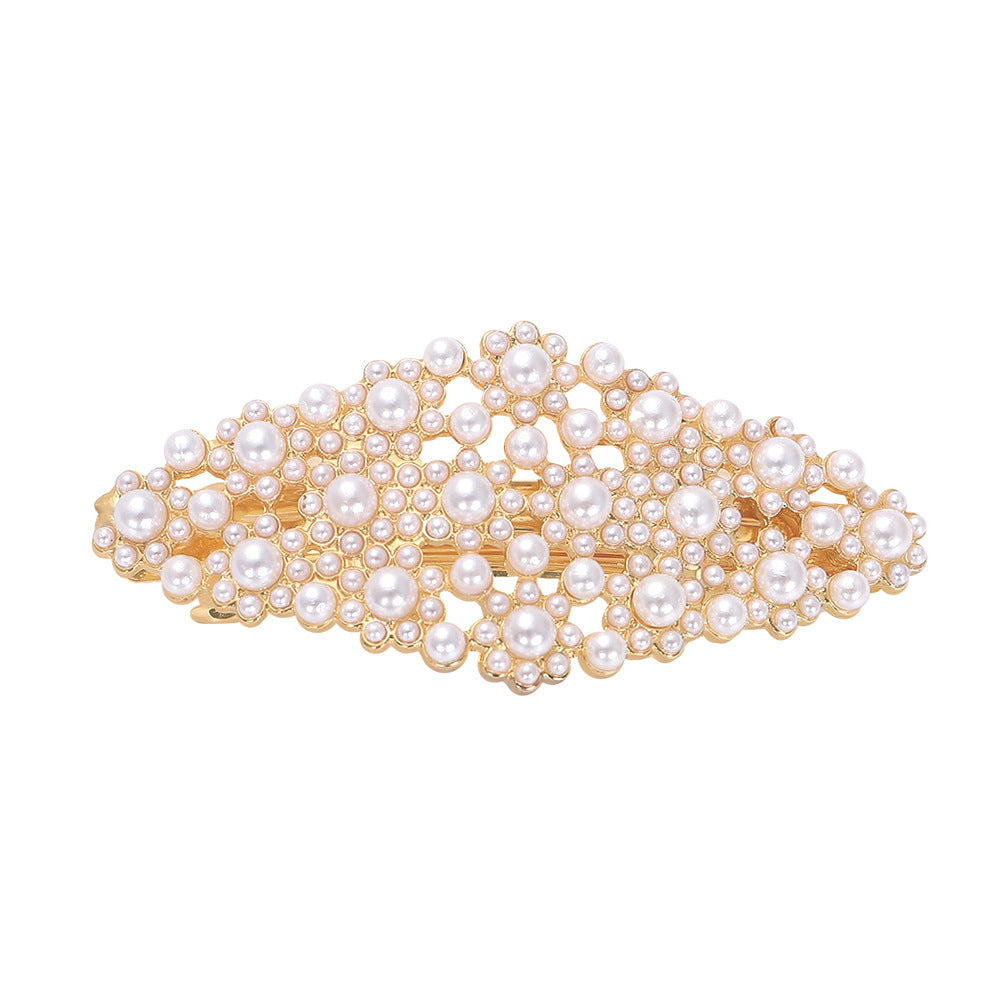 JMT-635722 Alloy Pearl Inlaid Geometric Hairpin for Women, Korean Style Hair Accessory