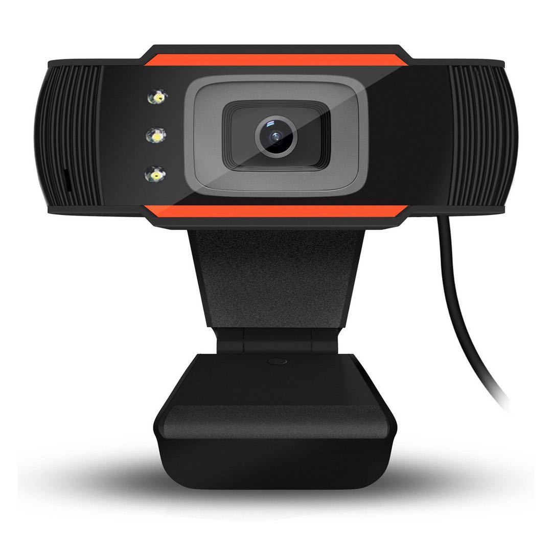 JMT-635722 High-Definition USB 2.0 Webcam with 800,000 Pixels CMOS Sensor in Black and Orange