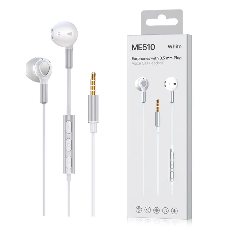 JMT-635850 3.5mm Stereo Wired Earphones with Deep Bass, In-Ear Design, Mic, and Button Control for iPhone