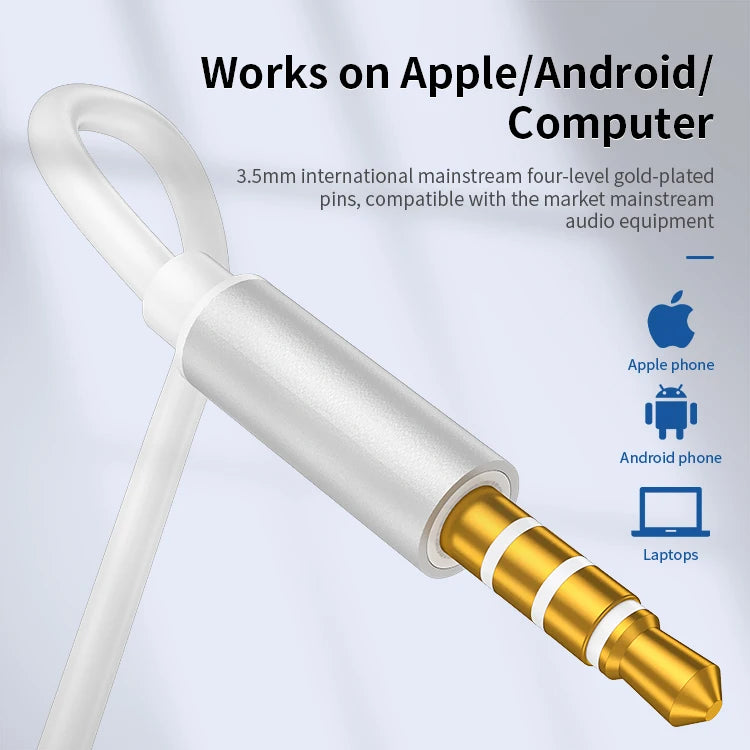JMT-635850 3.5mm Stereo Wired Earphones with Deep Bass, In-Ear Design, Mic, and Button Control for iPhone
