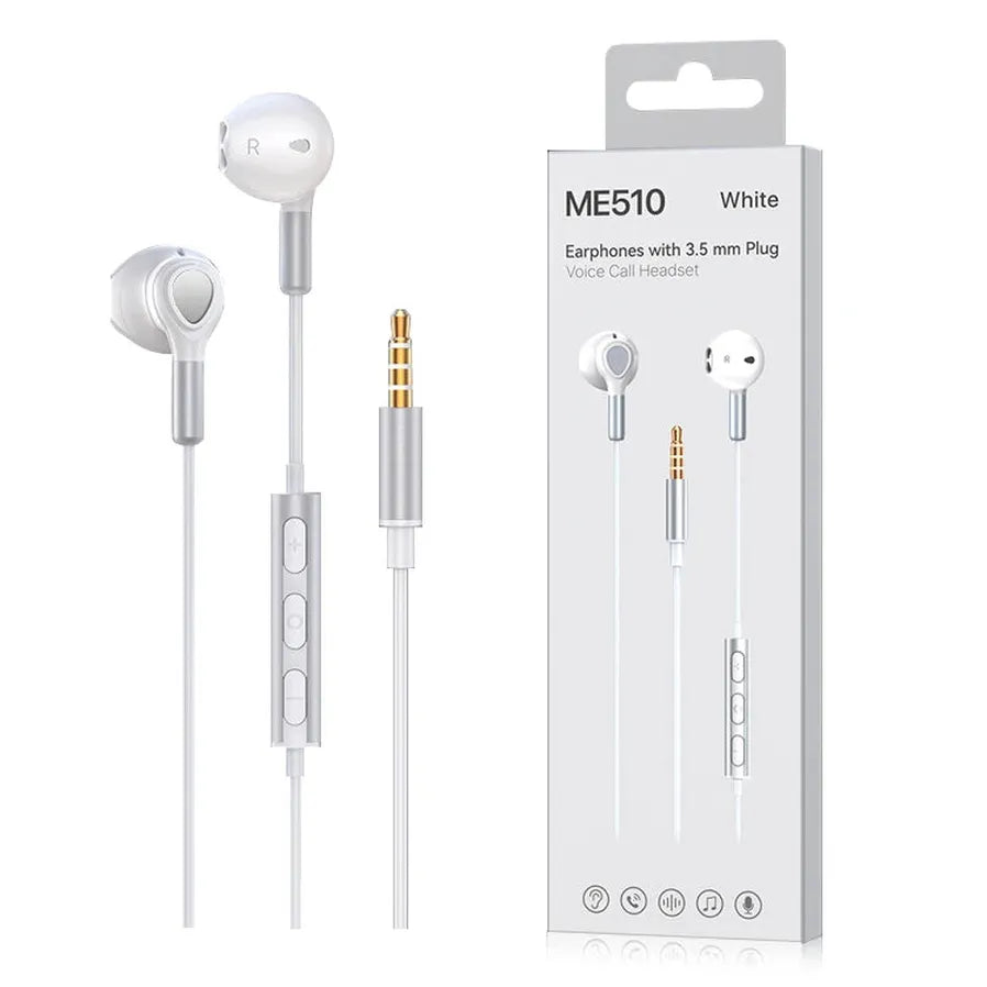 JMT-635850 3.5mm Stereo Wired Earphones with Deep Bass, In-Ear Design, Mic, and Button Control for iPhone