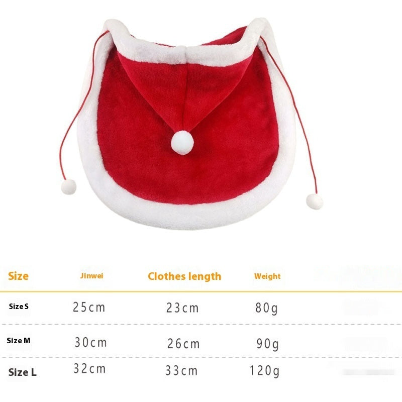 JMT-635978 Christmas Pet Costume: Cozy Double-Sided Velvet Cloak, Scarf, and Hat Set for Warm Holiday Style