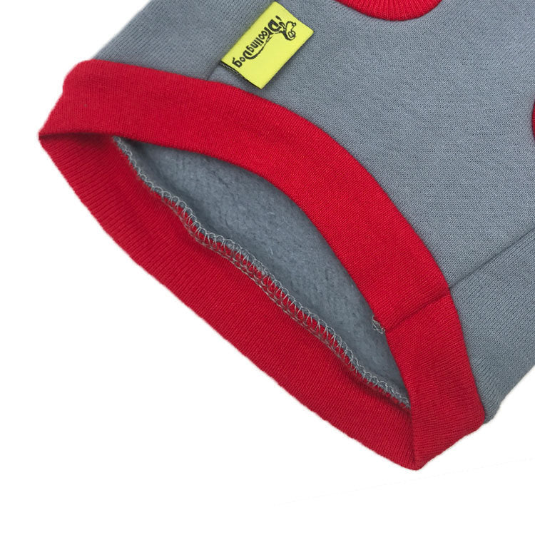 JMT-636106 Flannelette Pet Vest in Grey with Edge Color Options