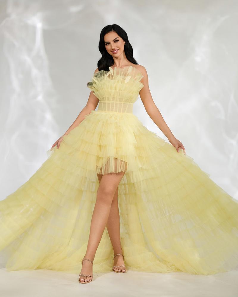 JMT-636426 Elegant Yellow Evening Dress for Women - Style SH0139
