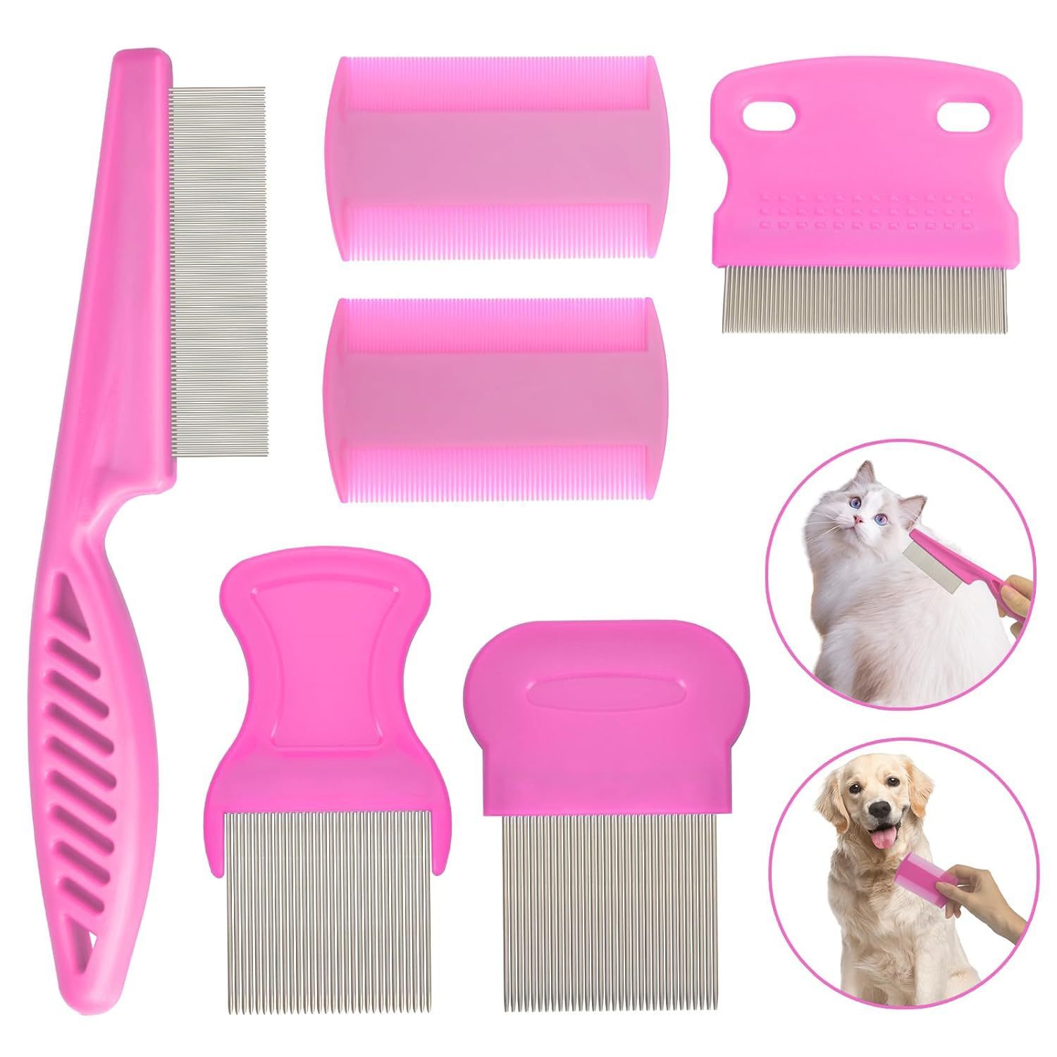 JMT-636426 Stainless Steel Pet Flea Comb Set - 4-Piece Durable Grooming Tools
