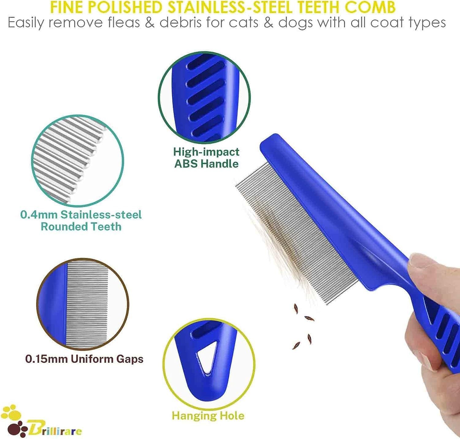 JMT-636426 Stainless Steel Pet Flea Comb Set - 4-Piece Durable Grooming Tools