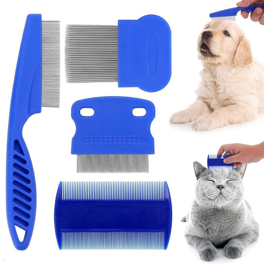 JMT-636426 Stainless Steel Pet Flea Comb Set - 4-Piece Durable Grooming Tools
