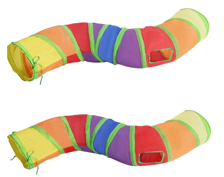 JMT-637322 Collapsible Rainbow Cat Tunnel - Eco-Friendly, Scratch-Resistant Design for Interactive Play